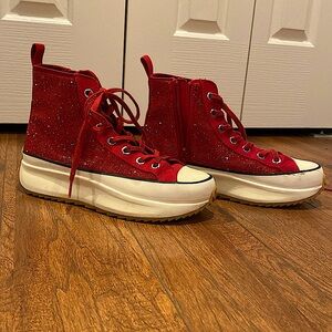 Steve Madden. Shaft Rhinestone Embellished HighTop Platform Sneakers.